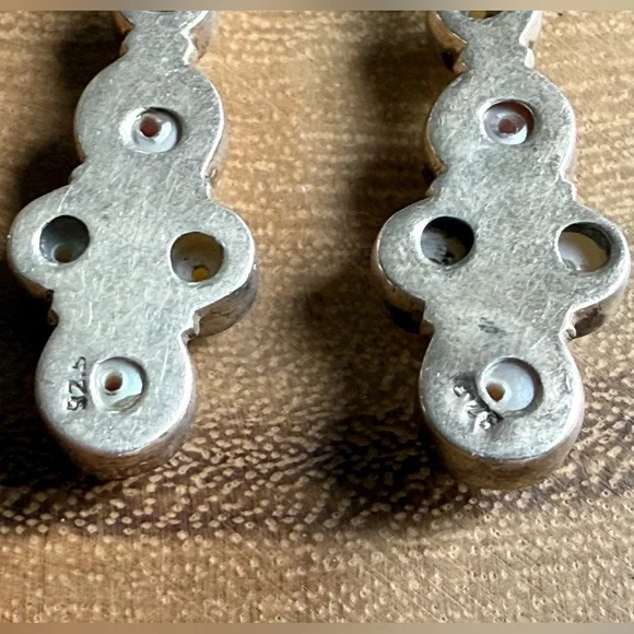 925 Sterling Silver Pearl Dangle Earrings - White & Pink Pearl Drop Artisan - Picture 6 of 7